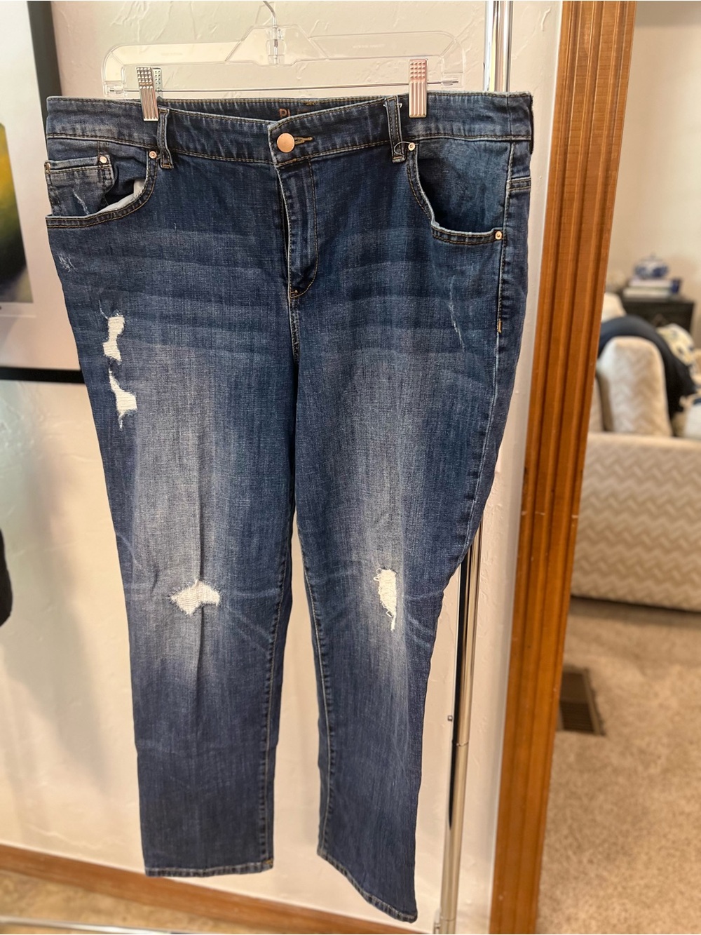 Chico's Women's Dark Blue Distressed Skinny Jeans